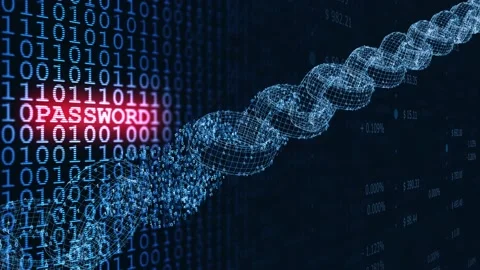 Network with binary password code and chain animation Vídeos de archivo 229168655