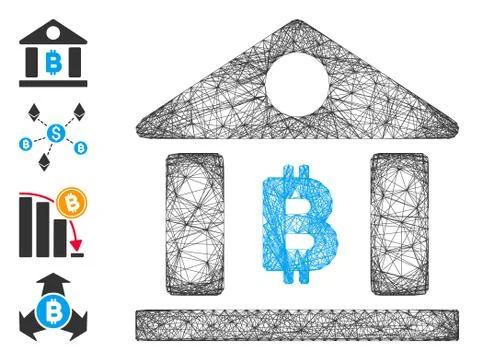 Network Bitcoin Bank Building Vector Mesh Ilustración de archivo