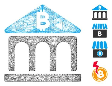 Network Bitcoin Bank Building Vector Mesh Ilustración de archivo