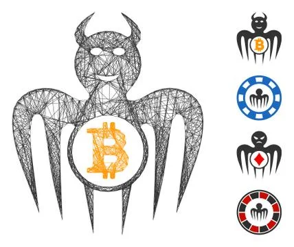 Network Bitcoin Happy Spectre Devil Vector Mesh Stock Illustration