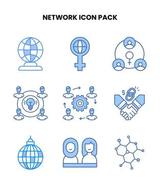 Network Blue Graphics Icons Pack Stock Illustration