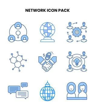 Network Blue Icons Pack Stockillustratie