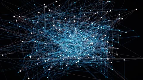 Network of blue lines and dots forming a digital structure Stock Footage 341401052