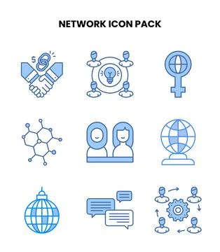 Network Blue UI Icons Pack Stock Illustration