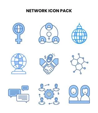 Network Blue Vector Icons Pack Stock Illustration