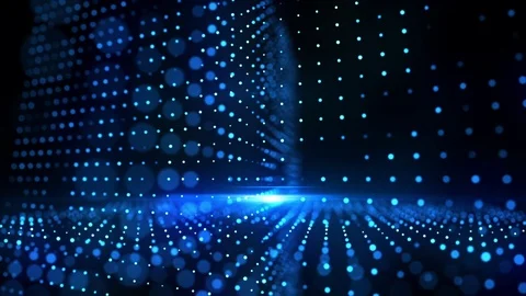 Network Of Blues Dots On Black Background Stock Footage