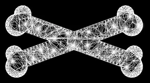 Network Bones Web Mesh with Bright Flash Nodes Illustrazione stock