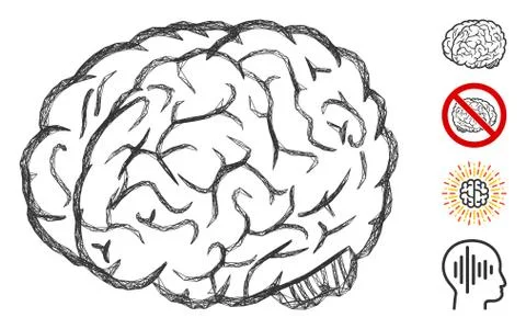Network Brain Vector Mesh 스톡 일러스트