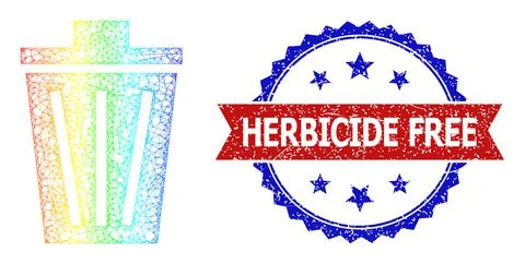 Network Bucket Mesh Icon with Spectral Gradient and Grunge Bicolor Herbicide Illustrazione stock