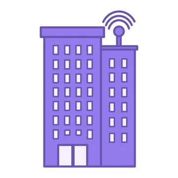 Network Building Color Icon. Vector Icon of a High Multi-Storey Building wi.. Stock Illustration