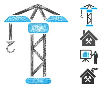 Network Building Crane Vector Mesh Stockillustratie
