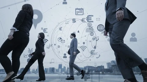 Network of business concept. IoT (Internet of Things). ICT (Information Communci Stock Footage 106362000