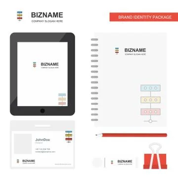 Network Business Logo, Tab App, Diary PVC Employee Card and USB Brand Station Stock Illustration