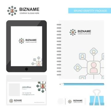 Network  Business Logo, Tab App, Diary PVC Employee Card and USB Brand Statio Stock Illustration