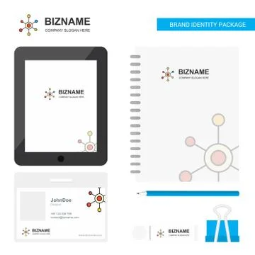 Network  Business Logo, Tab App, Diary PVC Employee Card and USB Brand Statio Stock Illustration