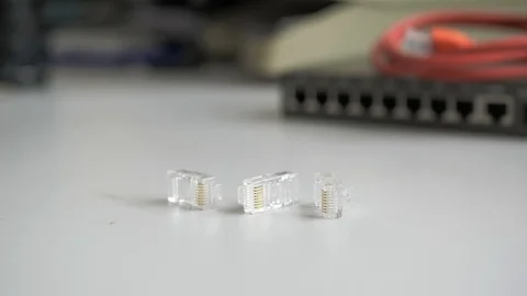 Network cable and computer connector rj45 Video stock 86238414