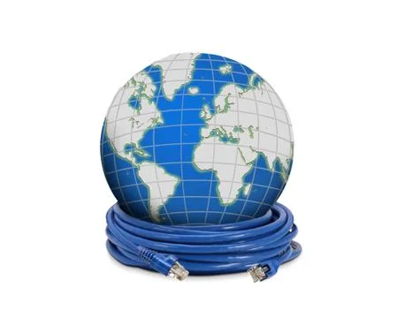 Network cable and globe Stock Illustration