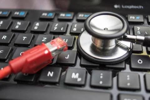 Network Cable and Keyboard Stock Photos