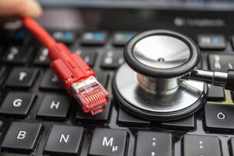 Network Cable and Keyboard Stock Photos