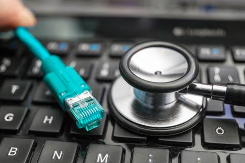 Network Cable and Keyboard Stock Photos