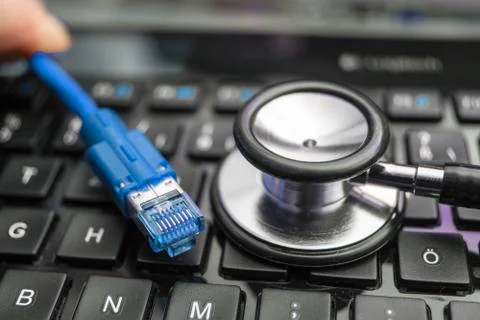 Network Cable and Keyboard Foto stock