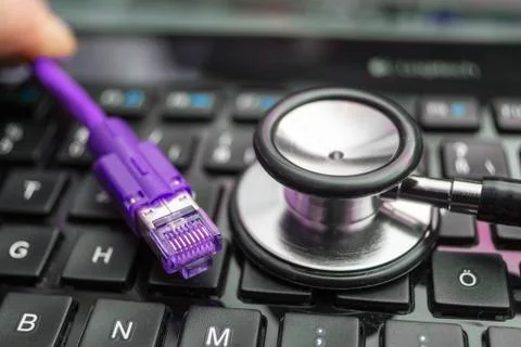 Network Cable and Keyboard Stock Photos