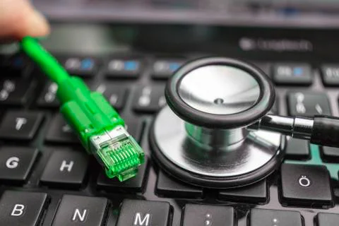 Network Cable and Keyboard Stock Photos