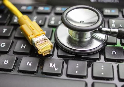 Network Cable and Keyboard Foto stock
