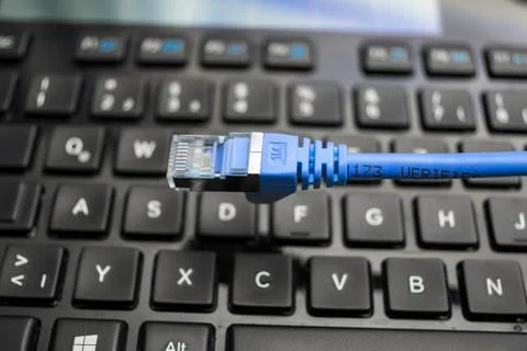 Network Cable and Keyboard Stock Photos