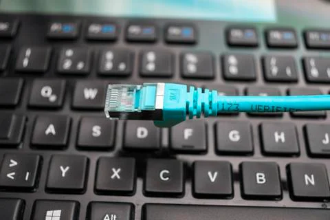 Network Cable and Keyboard Stock Photos
