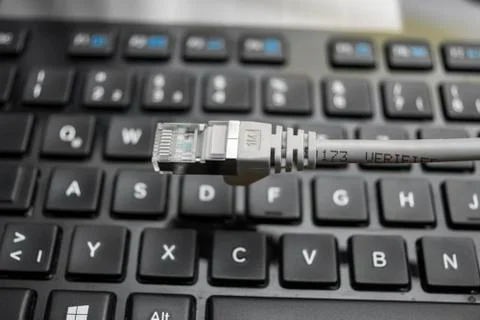 Network Cable and Keyboard Stock Photos