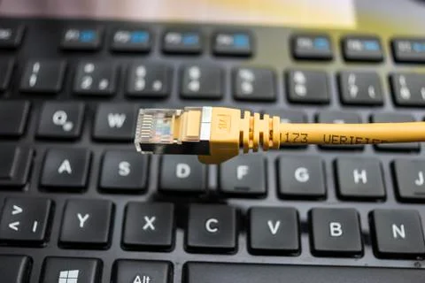Network Cable and Keyboard Stock Photos