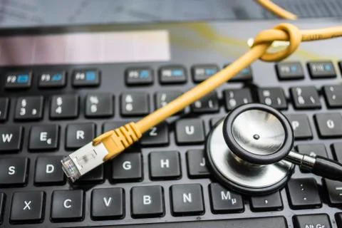 Network Cable and Keyboard Foto stock