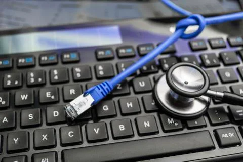 Network Cable and Keyboard Stock Photos