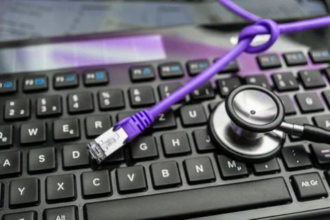 Network Cable and Keyboard Stock Photos