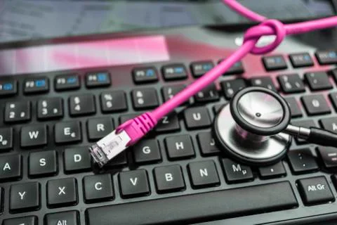 Network Cable and Keyboard Foto stock