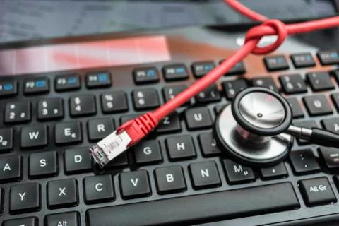 Network Cable and Keyboard Foto stock