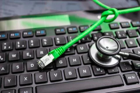 Network Cable and Keyboard Stock Photos
