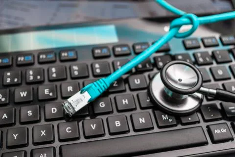 Network Cable and Keyboard Stock Photos