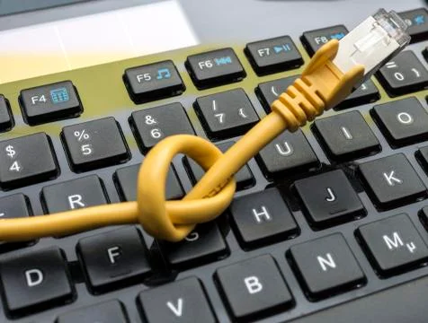 Network Cable and Keyboard Stock Photos