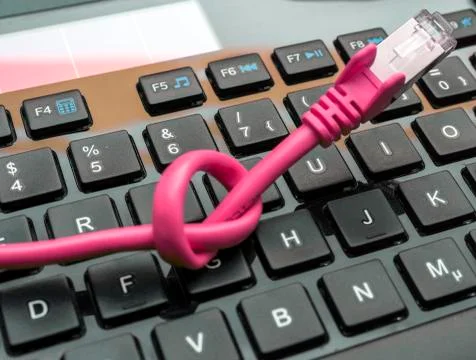Network Cable and Keyboard Stock Photos