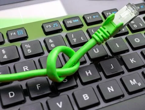 Network Cable and Keyboard Stock Photos