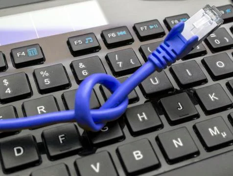Network Cable and Keyboard Stock Photos