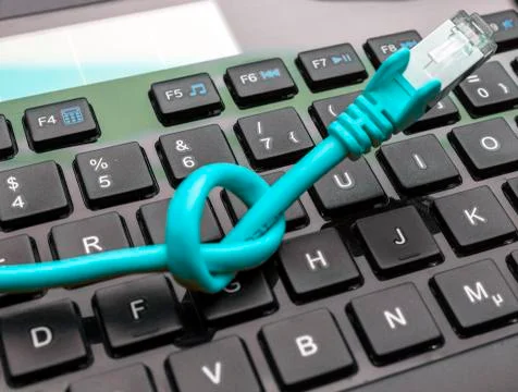 Network Cable and Keyboard Stock Photos