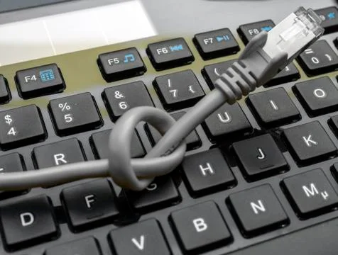 Network Cable and Keyboard Stock Photos