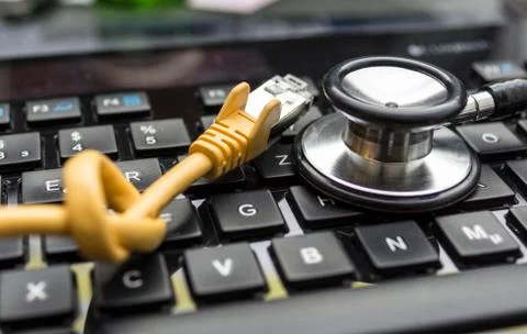 Network Cable and Keyboard Stock Photos