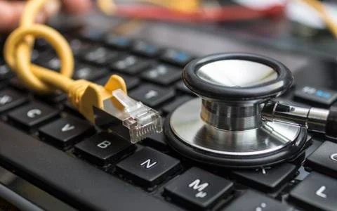 Network Cable and Keyboard Stock Photos