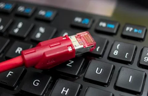 Network Cable and Keyboard Stock Photos
