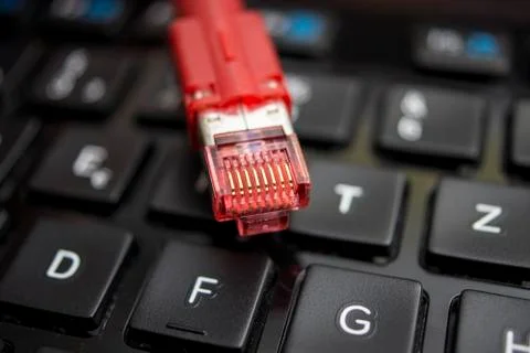Network Cable and Keyboard Stock Photos