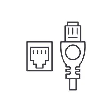 Network cable and socket line icon concept. Network cable and socket vector Stock Illustration